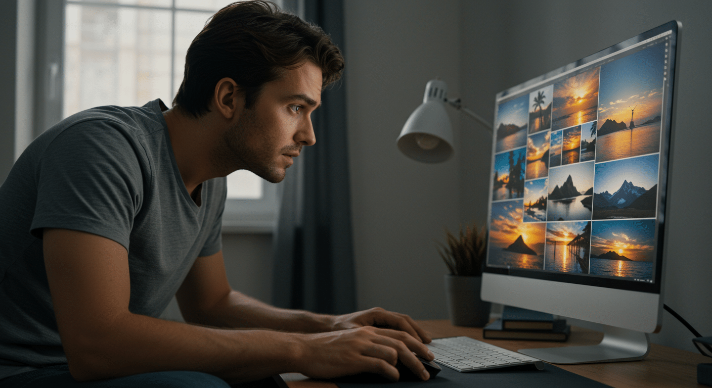 man looking a screen